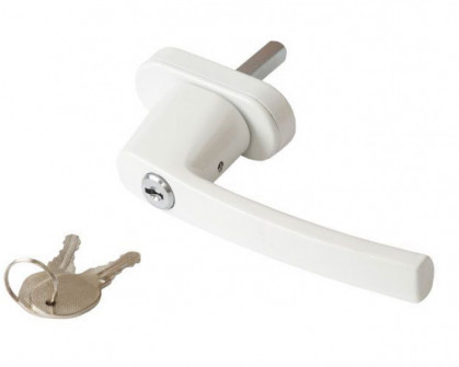 Ручка оконная с замком и ключом для ПВХ окон белая, штифт 35 мм