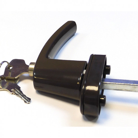 Ручка оконная с замком и ключом для пластиковых окон, цвет коричневый, 35 мм: фото