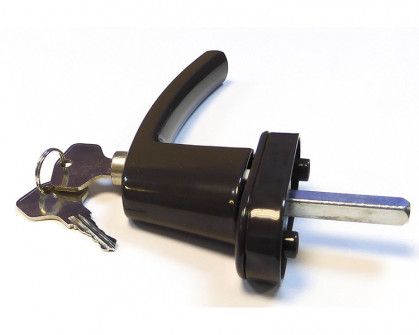 Ручка оконная с замком и ключом для пластиковых окон, цвет коричневый, 35 мм