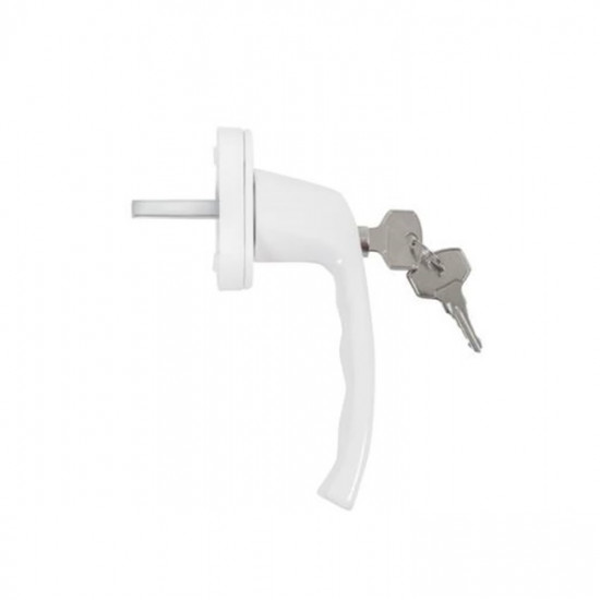 Ручка для окон ПВХ с ключом и кнопкой, Интерника (орт. формы) 35мм, цвет белый: фото