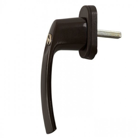 Ручка оконная с ключом и кнопкой Pluton, 35 мм, цвет коричневый: фото